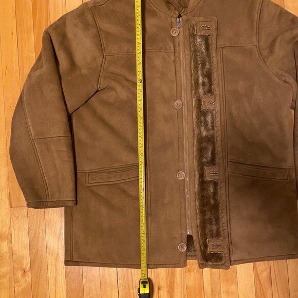 Utex Shearling Jacket faux fur Mens XL Brown Warmer - Picture 14 of 15